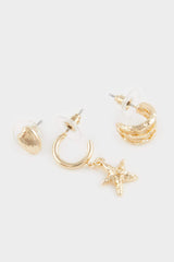 women 6-Piece Gold Earrings