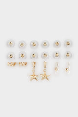 women 6-Piece Gold Earrings