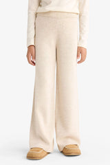 Girls Wide Leg Knitted Trousers with Elastic Waistband