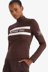 Slim Fit, Narrow Cut, Stand-Up Collar, Brushed Lined, Long-Sleeve Athletic T-Shirt