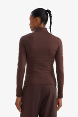 Slim Fit, Narrow Cut, Stand-Up Collar, Brushed Lined, Long-Sleeve Athletic T-Shirt