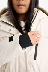 Girls' Detachable Faux Fur Collar Hooded Fleece Lined Zip-Up Puffy Ski Jacket