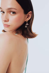 DCEY x DeFacto Women Flower Stone Gold Earrings