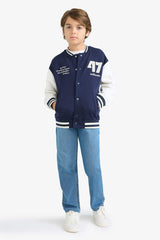 Boys Printed College Collar Bomber Jacket