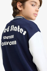 Boys Printed College Collar Bomber Jacket