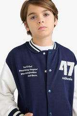 Boys Printed College Collar Bomber Jacket