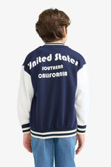 Boys Printed College Collar Bomber Jacket