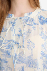 Relax Fit Floral Patterned Voile Long Sleeve Shirt Tunic