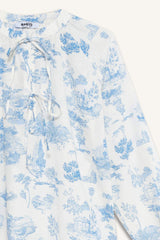 Relax Fit Floral Patterned Voile Long Sleeve Shirt Tunic