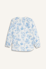 Relax Fit Floral Patterned Voile Long Sleeve Shirt Tunic