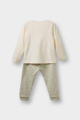 Baby Girl 3-Piece Set Hooded Snap Cardigan Printed Long Sleeve T-Shirt Bottoms