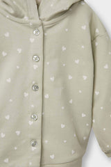 Baby Girl 3-Piece Set Hooded Snap Cardigan Printed Long Sleeve T-Shirt Bottoms