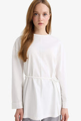 Loose Fit Crew Neck Long Sleeve Tunic