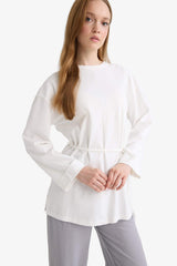 Loose Fit Crew Neck Long Sleeve Tunic