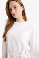 Loose Fit Crew Neck Long Sleeve Tunic