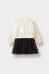 Baby Girl Printed Long Sleeve Tulle Dress