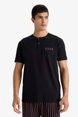 Pajama Set Regular Fit Short Sleeve Top Striped Long Bottom