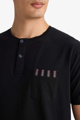 Pajama Set Regular Fit Short Sleeve Top Striped Long Bottom