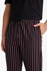 Pajama Set Regular Fit Short Sleeve Top Striped Long Bottom