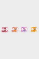 Women 4-Piece Tiny Colorful Lotus Flower Latch Buckle