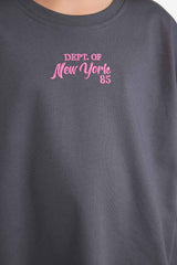 Girls Two-Piece Set: Short-Sleeved Printed T-shirt and Sweatpants