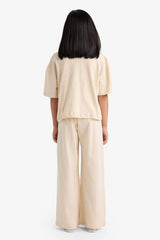 Girls Two-Piece Set: Short-Sleeved Printed T-shirt and Sweatpants