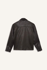Regular Fit Polo Collar Faux Leather Jacket with Inner Pockets