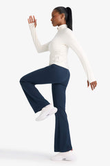 Flare Fit Shaping High Waist Wide Leg Standard Length Ribbed Athletic Pants