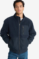 Regular Fit Plush Jacket with Knit Detail and Inner Pockets