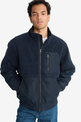 Regular Fit Plush Jacket with Knit Detail and Inner Pockets