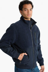 Regular Fit Plush Jacket with Knit Detail and Inner Pockets