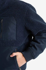 Regular Fit Plush Jacket with Knit Detail and Inner Pockets