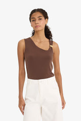 Slim Fit One-Shoulder Blouse with Accessory Detail