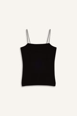 Fitted Square Neck Basic Plain Strappy Tank Top
