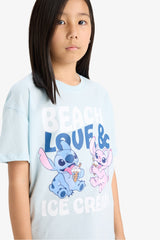 Girls Disney Lilo & Stitch Relax Fit Crew Neck Short Sleeve T-Shirt