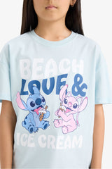 Girls Disney Lilo & Stitch Relax Fit Crew Neck Short Sleeve T-Shirt