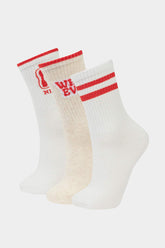 Womens Comfortable Elasticated 3-Pack Cotton Long Socks