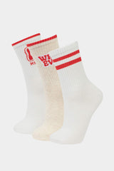 Womens Comfortable Elasticated 3-Pack Cotton Long Socks