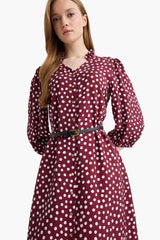 Relax Fit V-Neck Polka Dot Short-Sleeve Dress