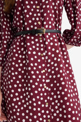 Relax Fit V-Neck Polka Dot Short-Sleeve Dress