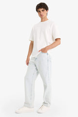100% Cotton Baggy Fit Wide Leg Jean Washed Trousers