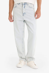 100% Cotton Baggy Fit Wide Leg Jean Washed Trousers