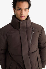 Water-repellent, regular fit, stand-collar jacket with inner zippered pockets.