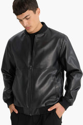 Regular Fit Faux Leather Jacket