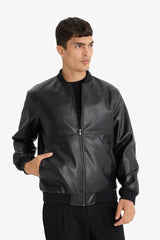 Regular Fit Faux Leather Jacket