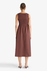 Crew Neck Terry Cotton Sleeveless Midi Dress
