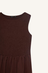 Crew Neck Terry Cotton Sleeveless Midi Dress