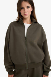 Loose cardigan with a semi-turtleneck