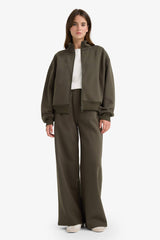 Loose cardigan with a semi-turtleneck