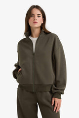 Loose cardigan with a semi-turtleneck